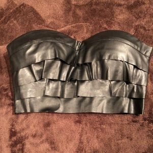 Black leather crop top size medium
